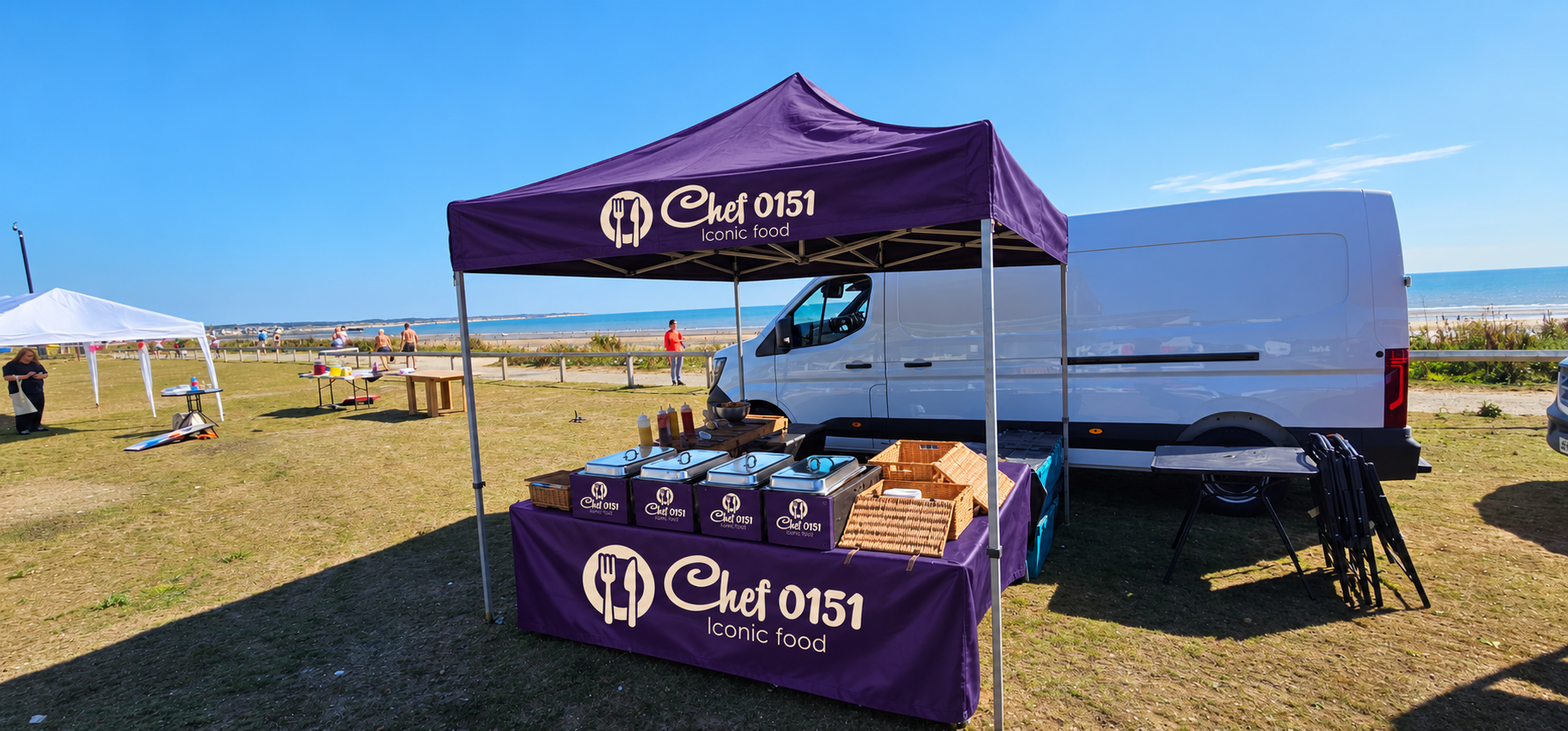 Self-sufficient outdoor catering setup