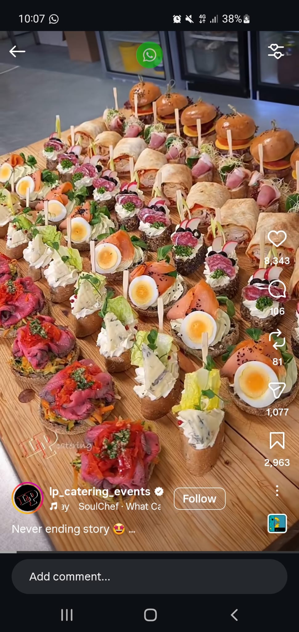 Canapés and sharing food